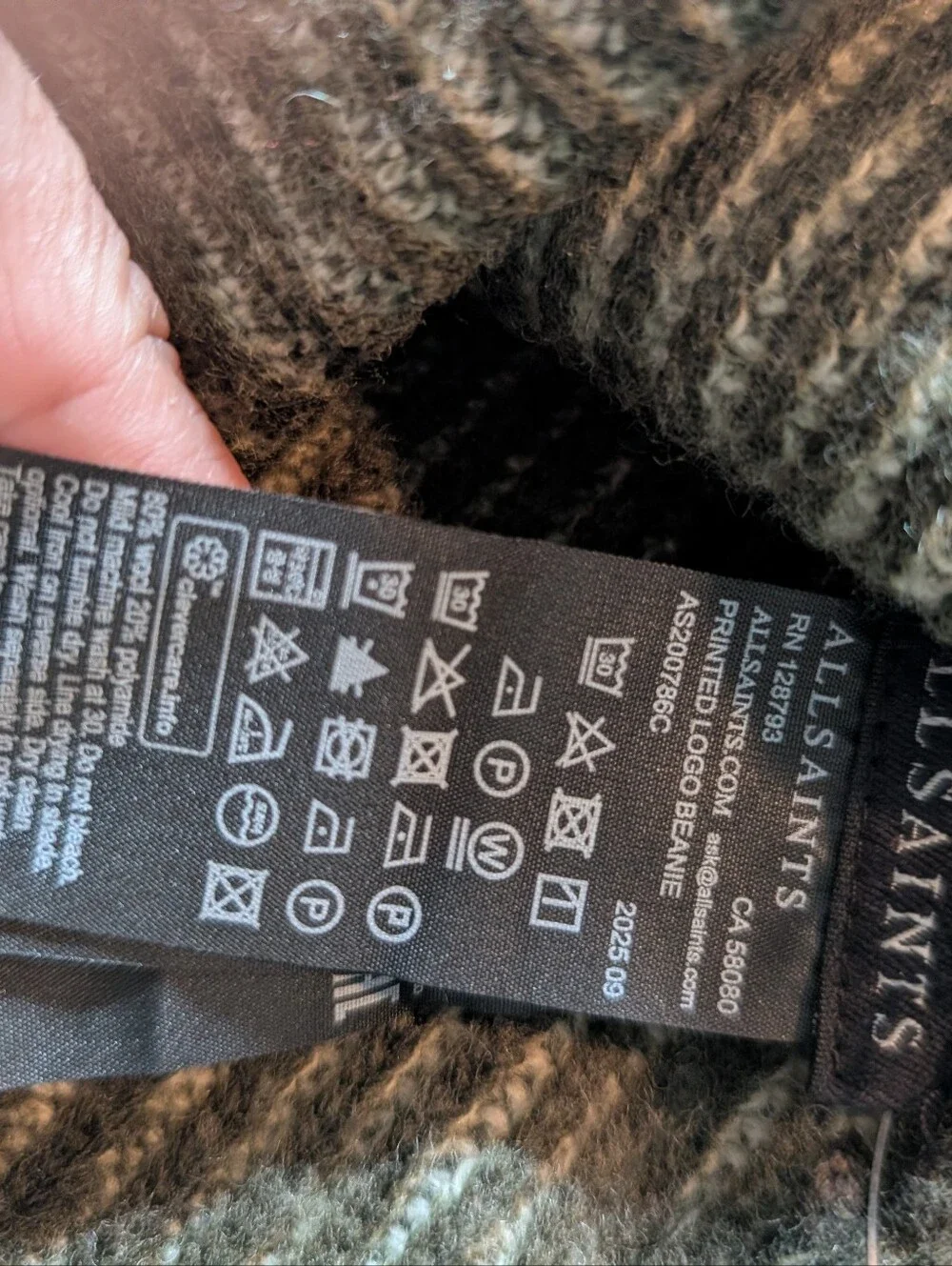AllSaints Printed Logo Beanie